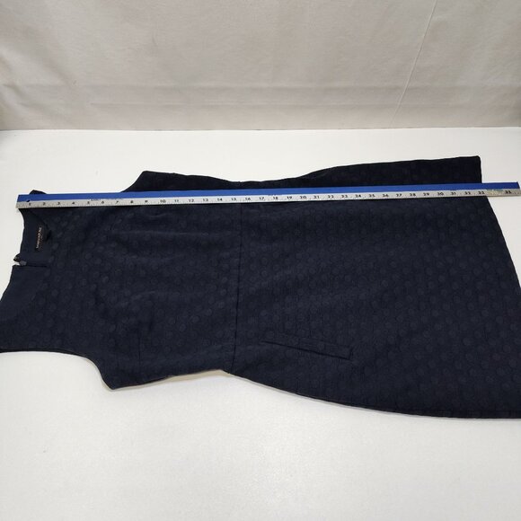 Banana Republic Jacquard Sheath Dress Size 4 Sleeveless Knee Length Lined Navy - Picture 13 of 14